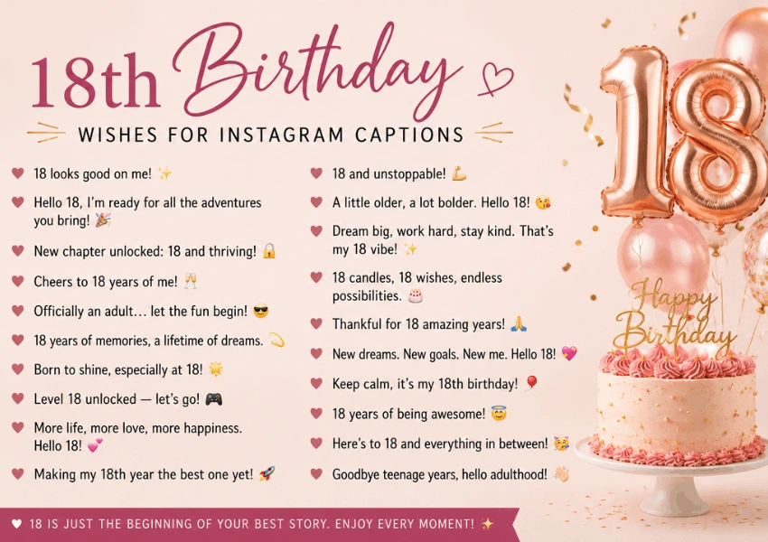 18th birthday wishes for instagram captions